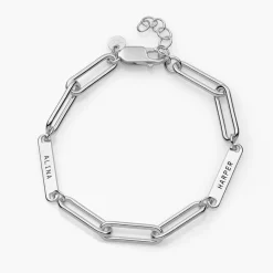 Ivy Name Paperclip Chain Bracelet - Silver
