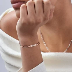 Ivy Name Paperclip Chain Bracelet - Rose Gold Vermeil