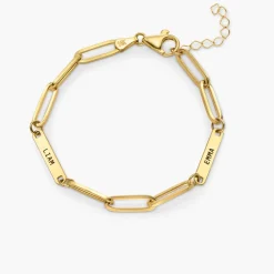 Ivy Name Paperclip Chain Bracelet - 14k Solid Gold