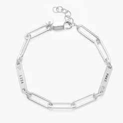 Ivy Name Paperclip Chain Bracelet with Diamonds - Silver