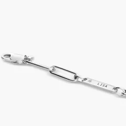 Ivy Name Paperclip Chain Bracelet with Diamonds - Silver