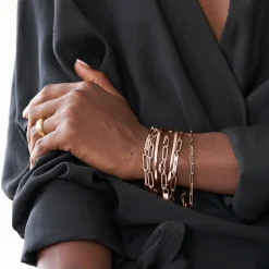 Ivy Name Paperclip Chain Bracelet with Diamonds - Rose Gold Vermeil