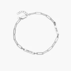 Ivy Name Paperclip Chain Anklet - Silver
