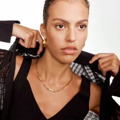 Ivy Name Paperclip Chain Necklace with Diamond - Gold Vermeil