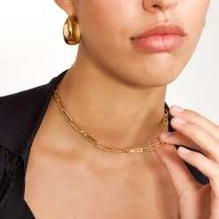 Ivy Name Paperclip Chain Necklace with Diamond - Gold Vermeil