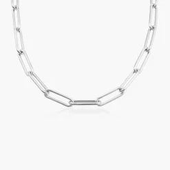Large Paperclip Chain Necklace - Silver