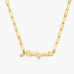 Link Chain Name Necklace with Diamond - Gold Vermeil