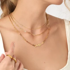 Link Chain Name Necklace with Diamond - Gold Vermeil