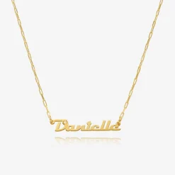 Link Chain Name Necklace with Diamond - 14k Solid Gold