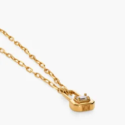 Lock & Luna charm with Emerald cut Moissanite - Gold Vermeil