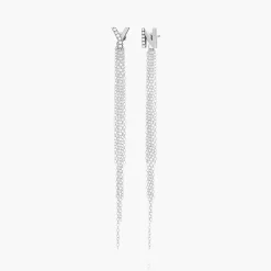 Long Tassel with Diamond Initials - Silver