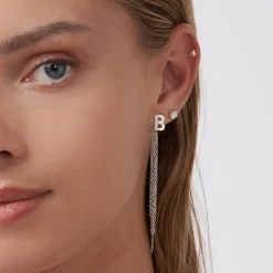 Long Tassel with Diamond Initials - Silver