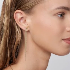 Long Tassel with Diamond Initials - 14k Solid Gold