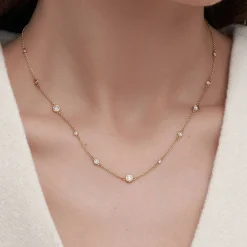 Love Spray Multi Diamond Necklace - Gold Vermeil