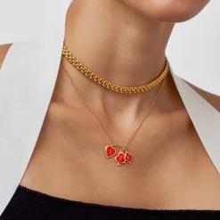 Midnight Enamel Willow Card Initials Necklace - Gold Vermeil