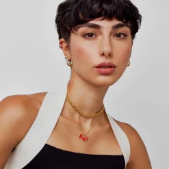 Midnight Enamel Willow Card Initials Necklace - Gold Vermeil