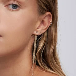 Mimosa Long Tassel Single Stud with 0.05 CT Diamond - Gold Vermeil