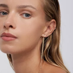 Mimosa Long Tassel Single Stud with 0.05 CT Diamond - Gold Vermeil