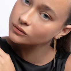 Mimosa Long Tassel Single Stud with 0.05 CT Diamond - Gold Vermeil