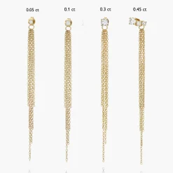 Mimosa Long Tassel Single Stud with 0.3 CT Diamond - 14k Solid Gold