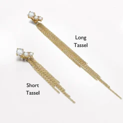 Mimosa Long Tassel Single Stud with 0.3 CT Diamond - 14k Solid Gold