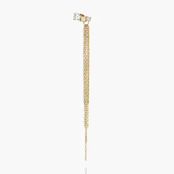 Mimosa Long Tassel Single Stud with Trio Diamond 0.45 CT Diamond - Gold Vermeil