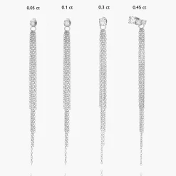 Mimosa Long Tassel Stud with 0.1 CT Diamond - Silver