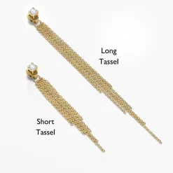 Mimosa Long Tassel Stud with 0.1 CT Diamond - Gold Vermeil