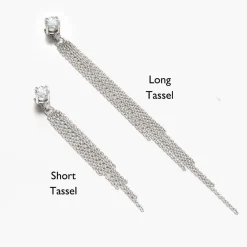 Mimosa Long Tassel Stud with 0.05 CT Diamond - Silver