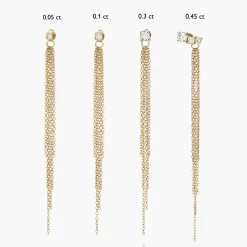 Mimosa Long Tassel Stud with 0.3 CT Diamond - Gold Vermeil
