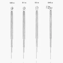 Mimosa Long Tassel Stud with Trio Diamond 0.45 CT Diamond - Silver