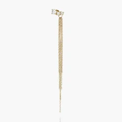 Mimosa Long Tassel Stud with Trio Diamond 0.45 CT Diamond - 14k Solid Gold