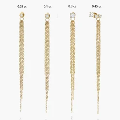 Mimosa Long Tassel Stud with 0.1 CT Diamond - 14k Solid Gold