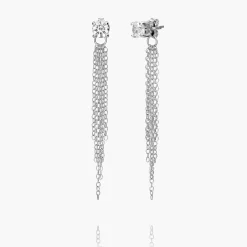 Mimosa Short Tassel Stud with 0.3 CT Diamond - Silver