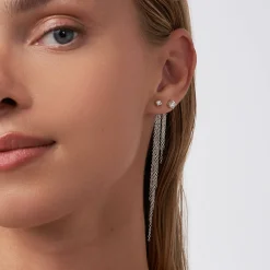 Mimosa Short Tassel Stud with 0.3 CT Diamond - Silver