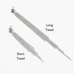 Mimosa Short Tassel Stud with 0.3 CT Diamond - Silver