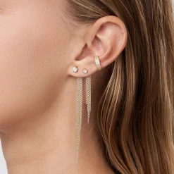 Mimosa Short Tassel Stud with 0.1 CT Diamond - Gold Vermeil