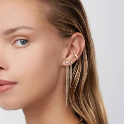 Mimosa Short Tassel Stud with 0.1 CT Diamond - Gold Vermeil