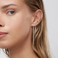 Mimosa Short Tassel Stud with 0.05 CT Diamond - Gold Vermeil