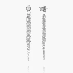 Mimosa Short Tassel Stud with 0.05 CT Diamond - Silver