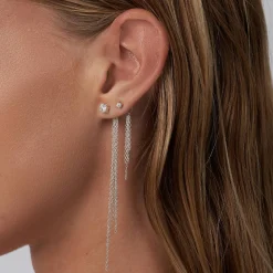 Mimosa Short Tassel Stud with 0.05 CT Diamond - Silver