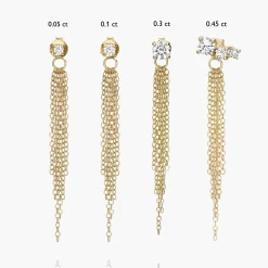 Mimosa Short Tassel Stud with 0.3 CT Diamond - 14k Solid Gold