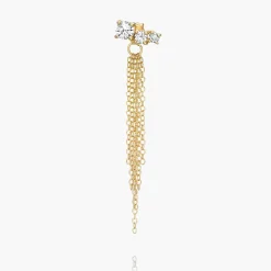 Mimosa Short Tassel Stud with Trio Diamond 0.45 CT Diamond - Gold Vermeil