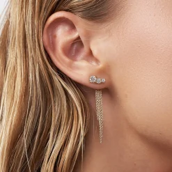 Mimosa Short Tassel Stud with Trio Diamond 0.45 CT Diamond - Gold Vermeil