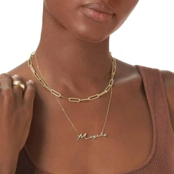 Mon Petit Name Necklace with Diamond - 14k Solid Gold