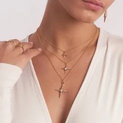 Northern Star Necklace with engraving - Gold Vermeil