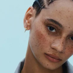 Northern Star Stud Earrings with 0.6 ct Diamond - 14k Solid Gold