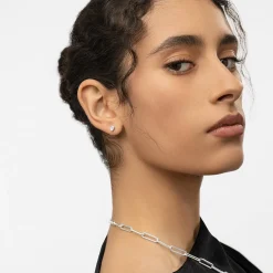 Oval Diamond Stud Earrings 0.8 CT - 14k White Gold