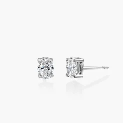 Oval Diamond Stud Earrings 0.6 CT - 14k White Gold