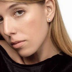 Oval Diamond Stud Earrings 0.6 CT - 14k White Gold